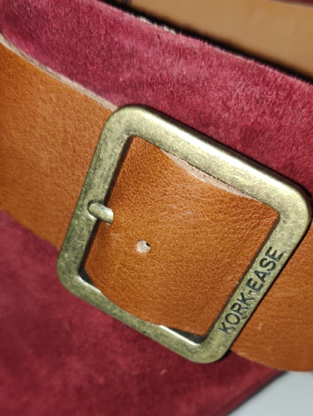 Kork-Ease Women's Burgundy Suede Clog with Tan Leather Strap Size 7 - Picture 8 of 12